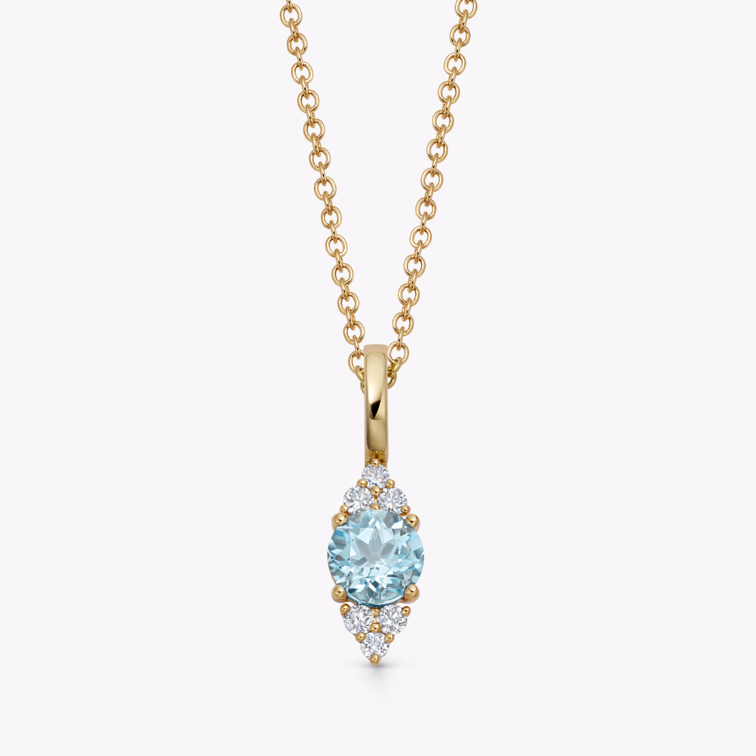 Detachable Blue Topaz and Tri Diamond Tipped Pendant