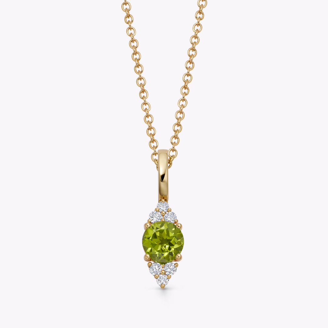 Detachable Peridot and Tri Diamond Tipped Pendant