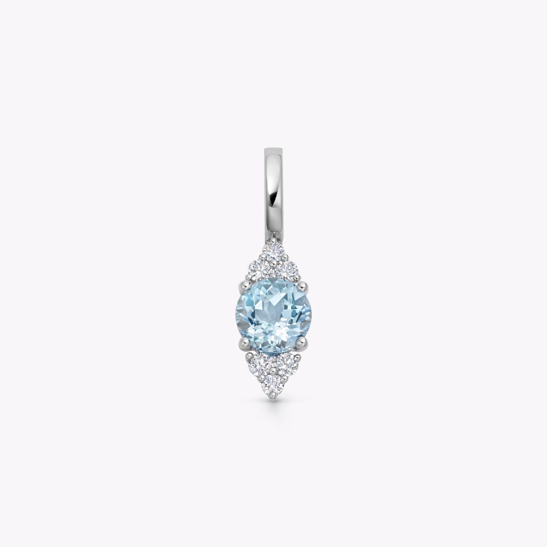 Detachable Blue Topaz and Tri Diamond Tipped Pendant