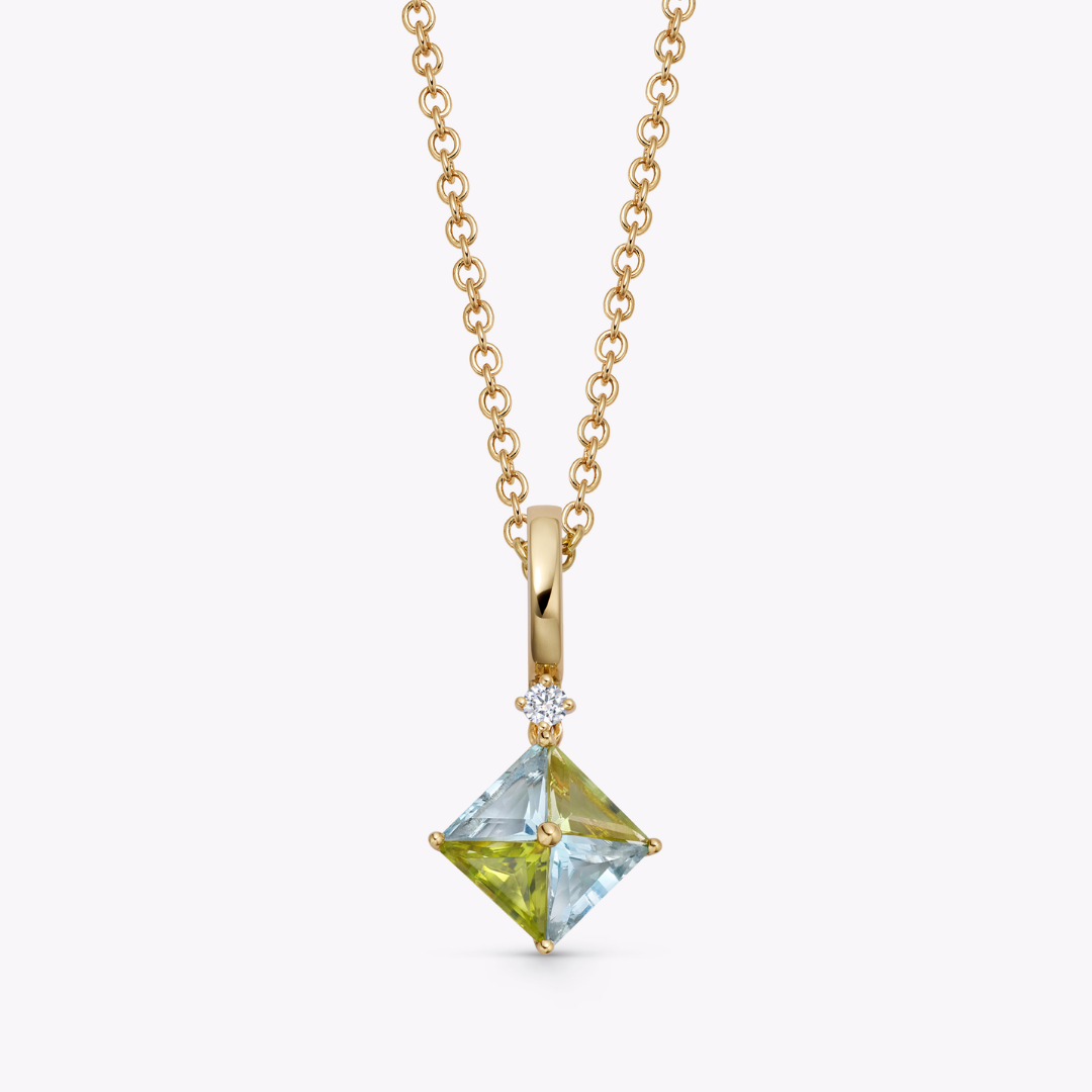 Detachable Harlequin Blue Topaz and Peridot Pendant
