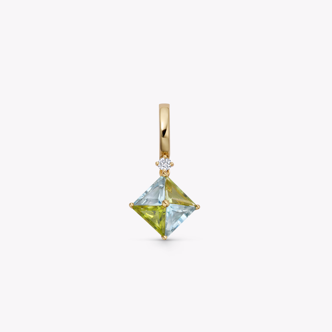 Detachable Harlequin Blue Topaz and Peridot Pendant