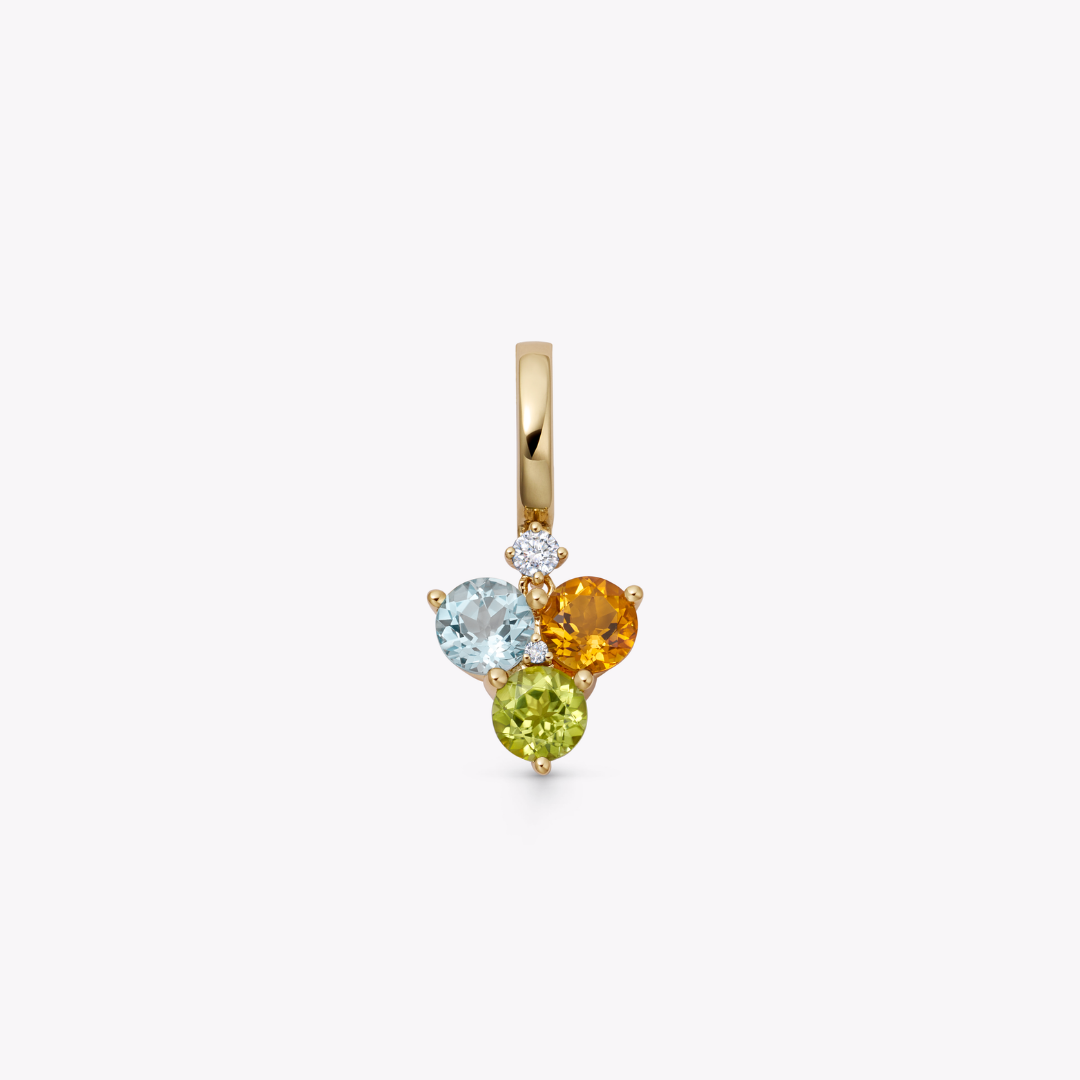 Detachable Cluster Blue Topaz, Citrine and Peridot Pendant
