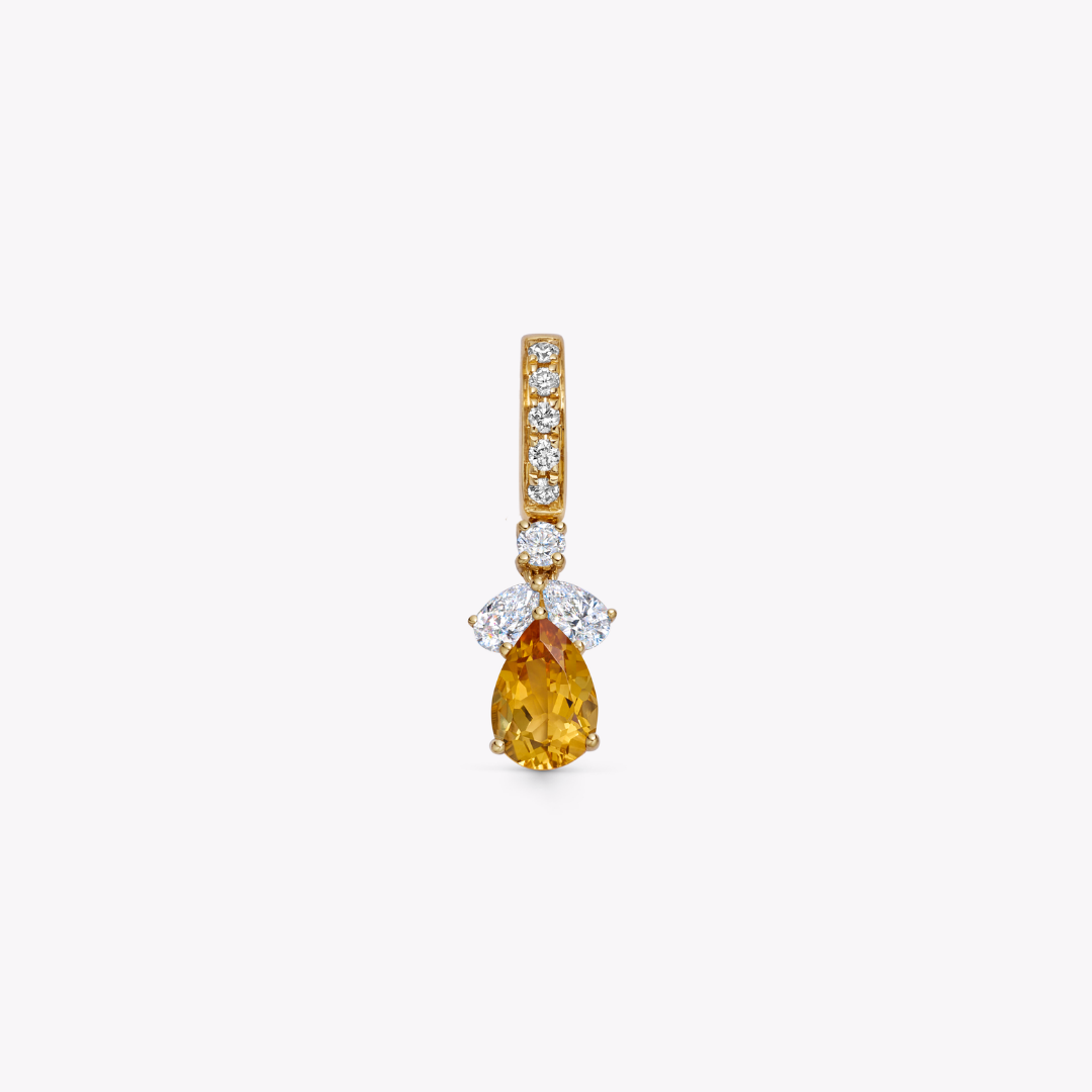 Detachable Pear Citrine and Diamond Petal Top Pendant