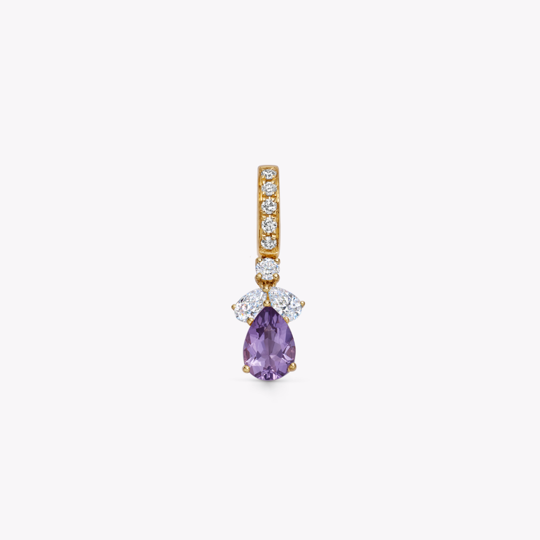 Detachable Pear Amethyst and Diamond Petal Top Pendant