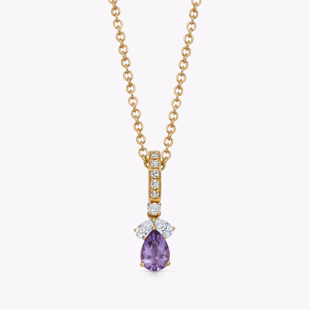 Detachable Pear Amethyst and Diamond Petal Top Pendant