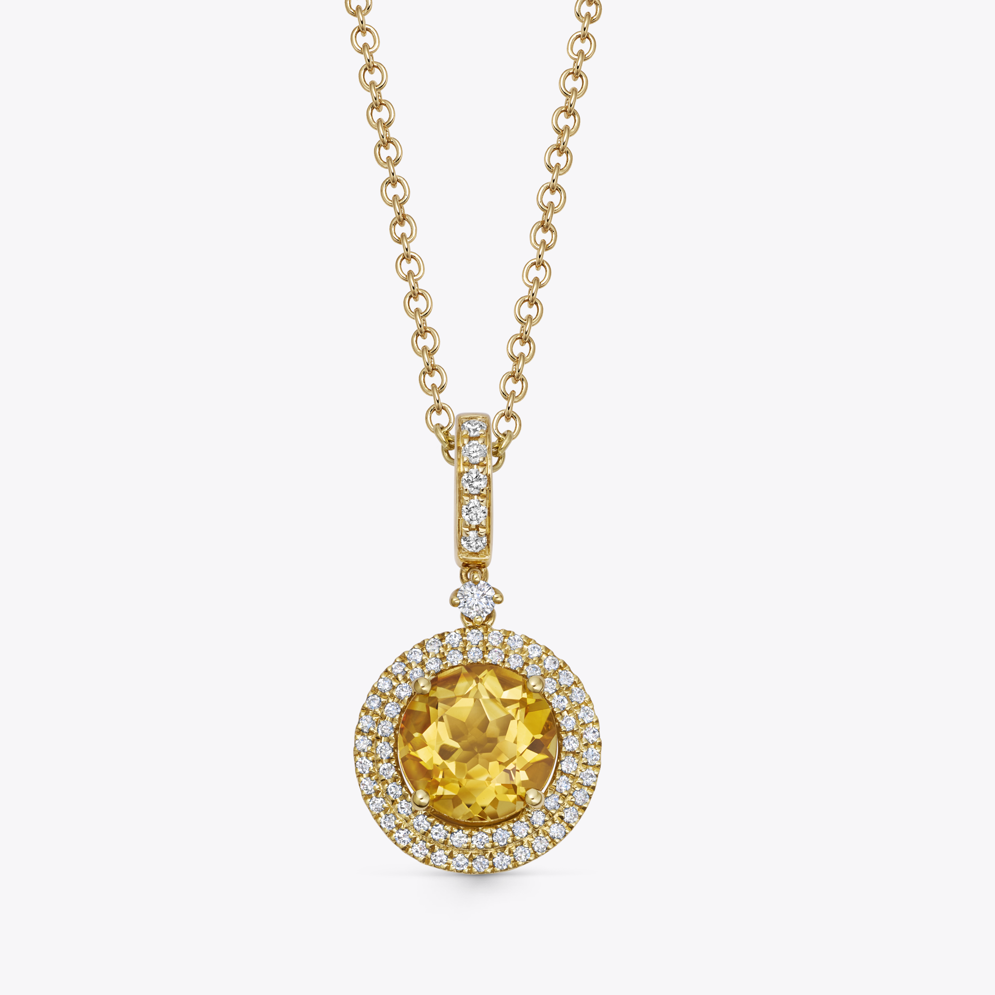 Detachable Grace Citrine Double Halo Pendant