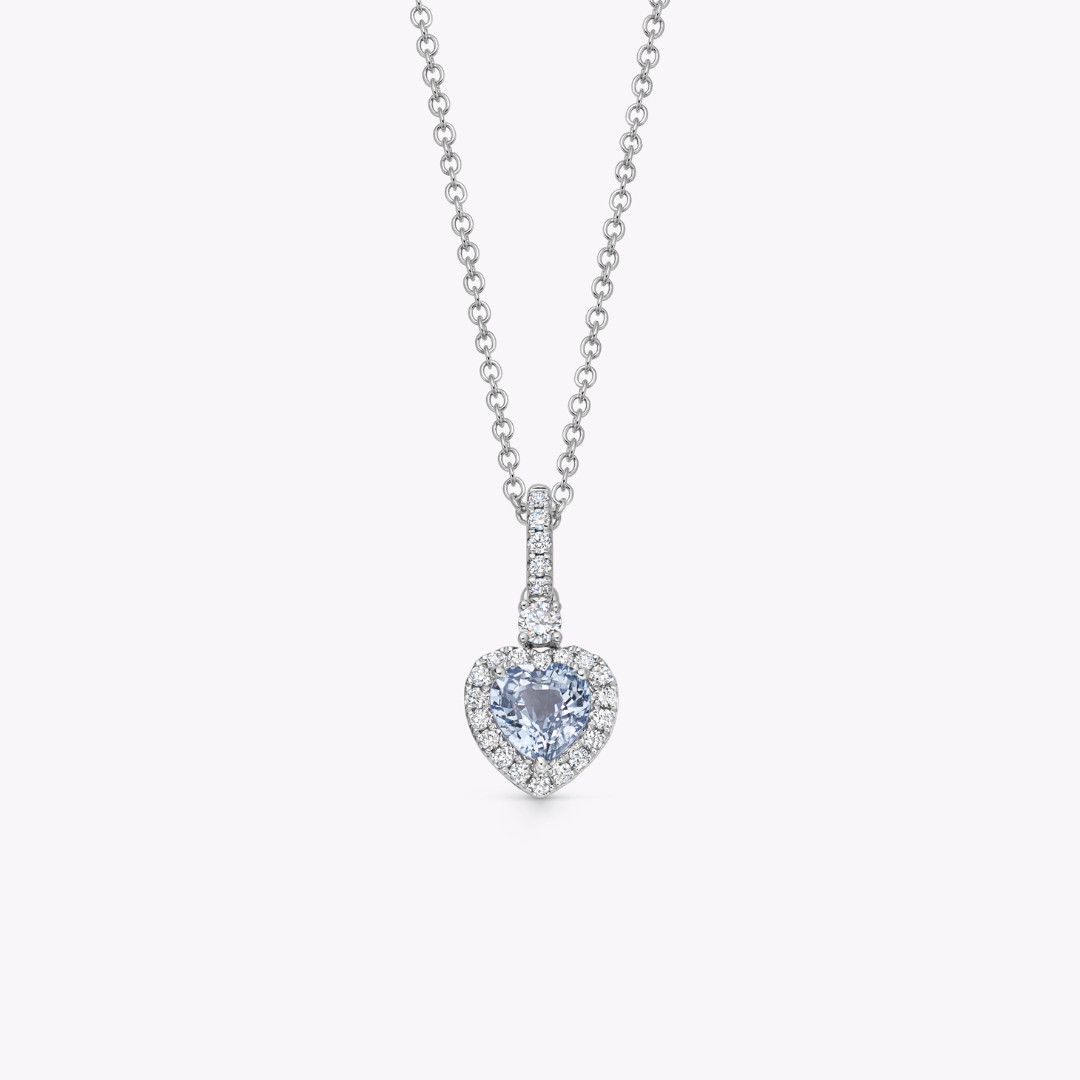 Special Editions Light Blue Sapphire and Diamond Heart Pendant