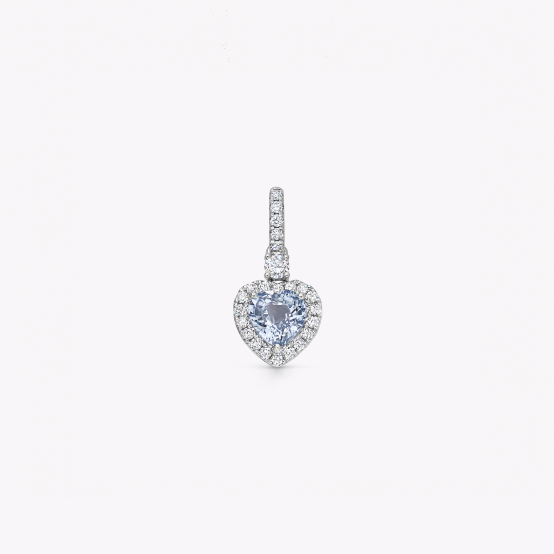 Special Editions Light Blue Sapphire and Diamond Heart Pendant