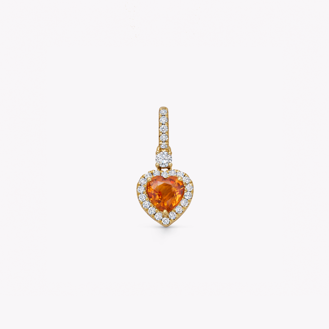 Special Editions Light Orange Sapphire and Diamond Heart Pendant
