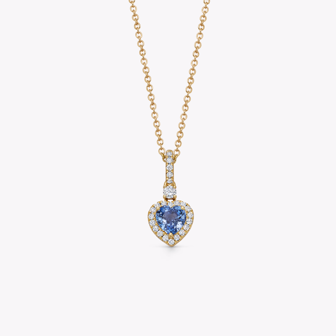 Special Editions Blue Sapphire and Diamond Heart Pendant