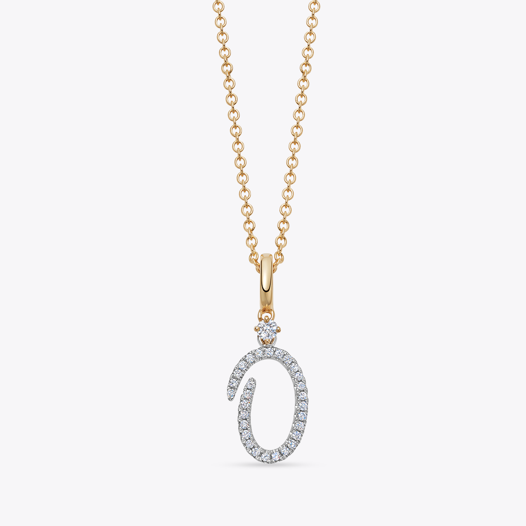 Squiggles "O" Diamond Pendant Necklace