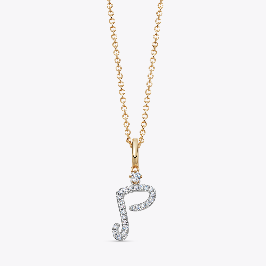Squiggles "P" Diamond Pendant Necklace