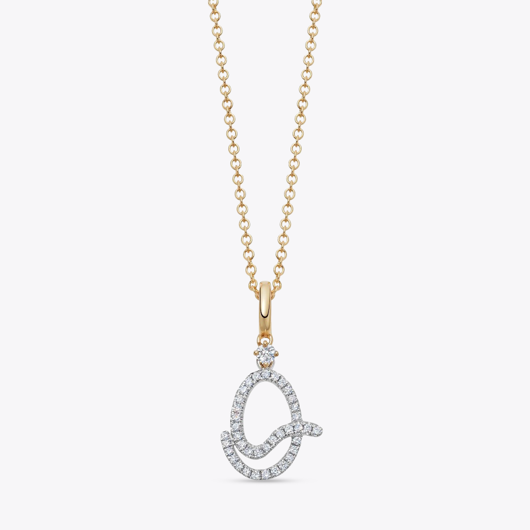 Squiggles "Q" Diamond Pendant Necklace