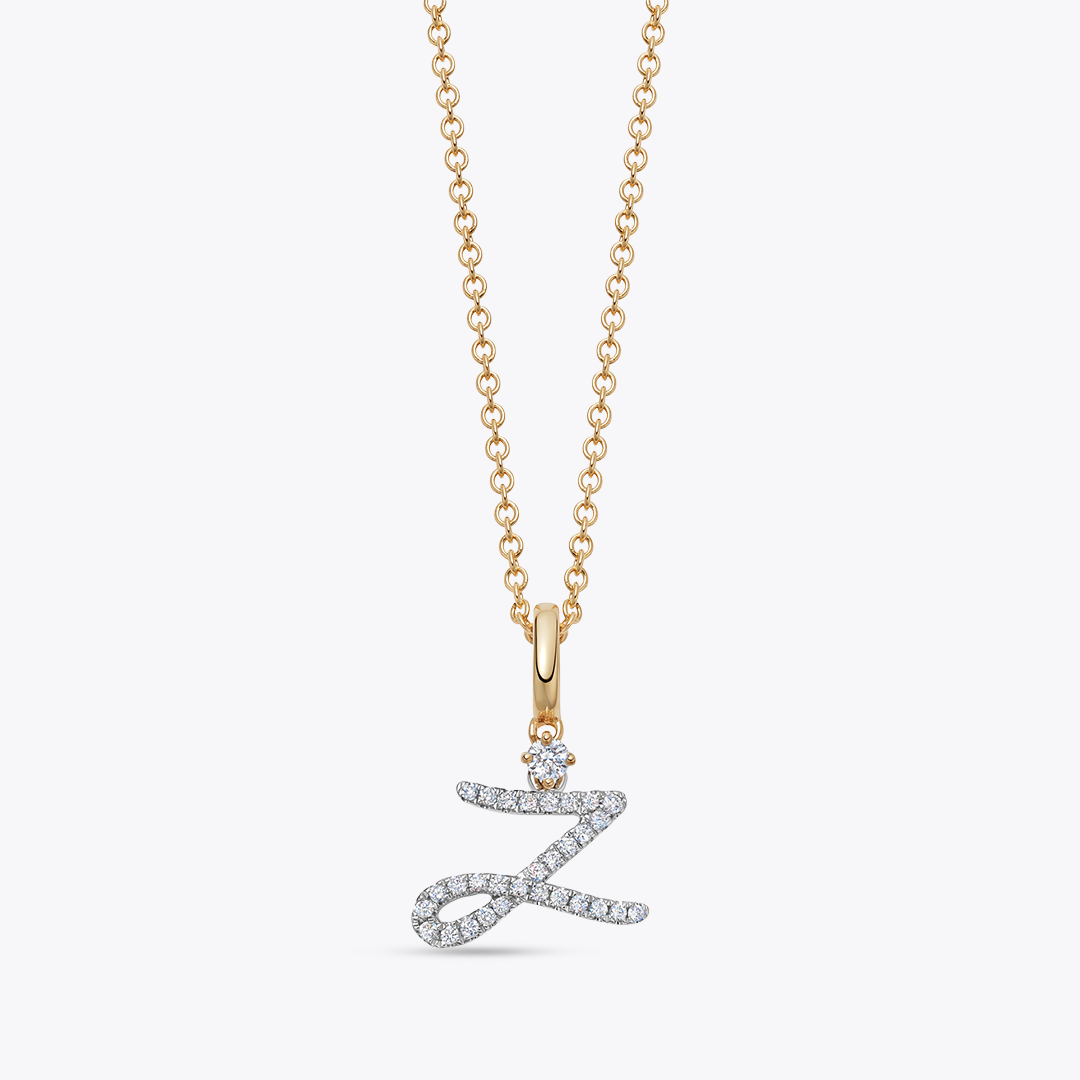 Squiggles "Z" Diamond Pendant Necklace