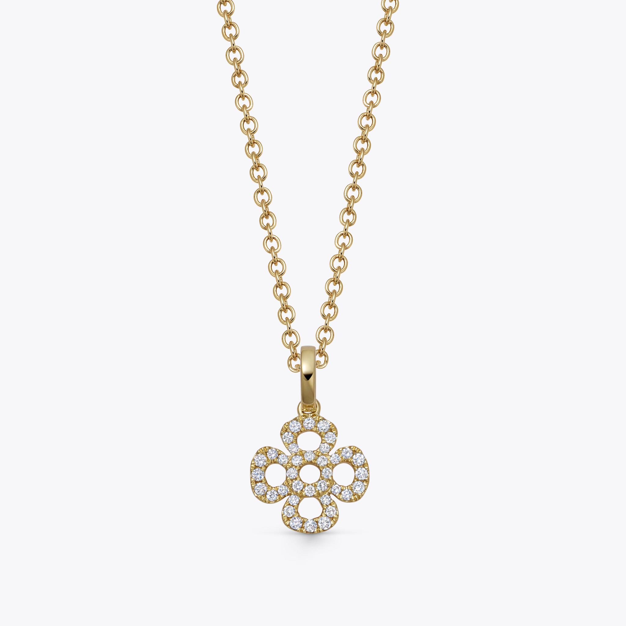 Detachable Four-Petal Diamond Pendant
