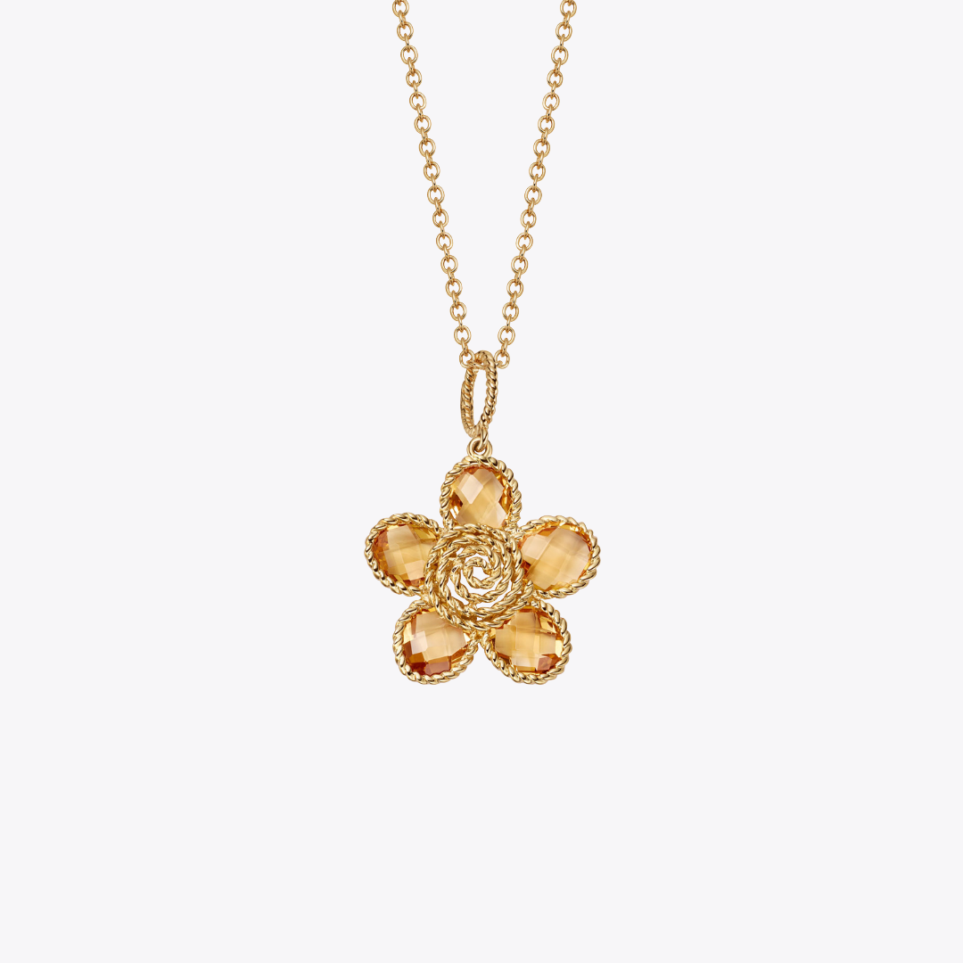 Florence Citrine Small Flower Pendant