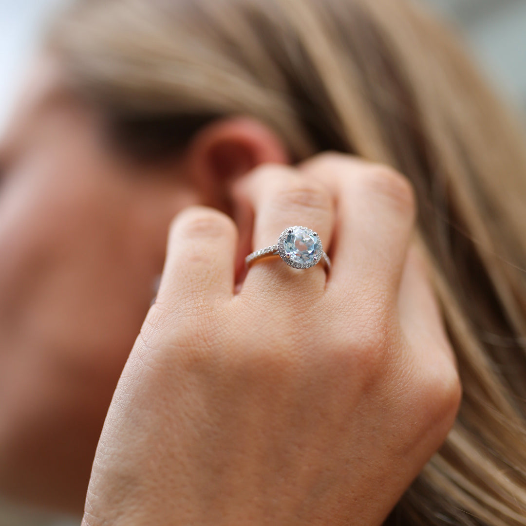 Grace Blue Topaz and Diamond Ring