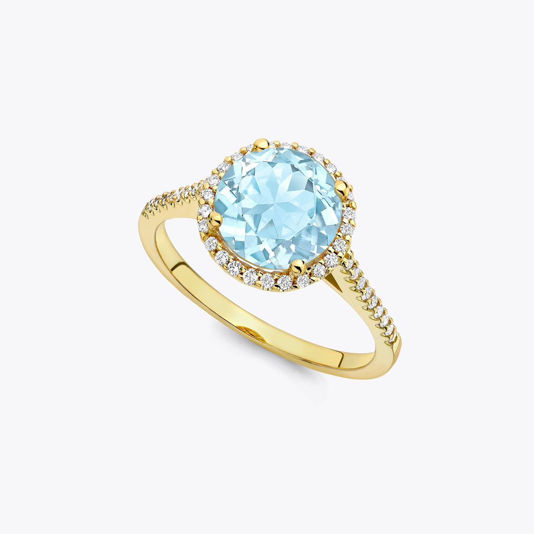 Grace Blue Topaz and Diamond Ring