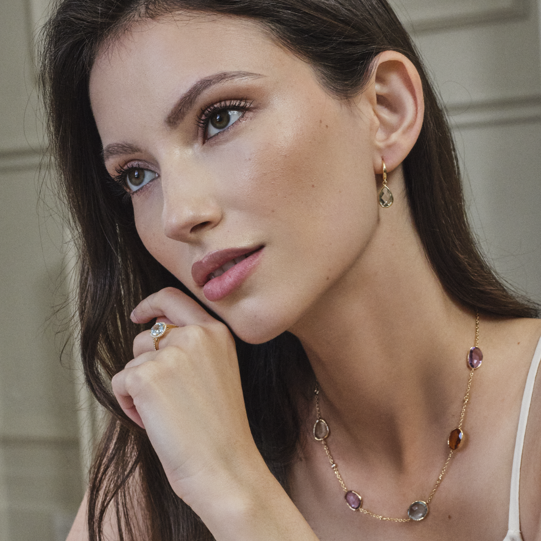 Kiki Classics Green Amethyst Pear Drop Earrings