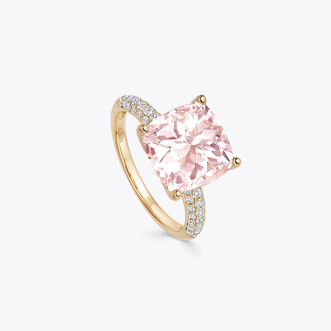 Kiki Cushion Morganite and Diamond Band Ring
