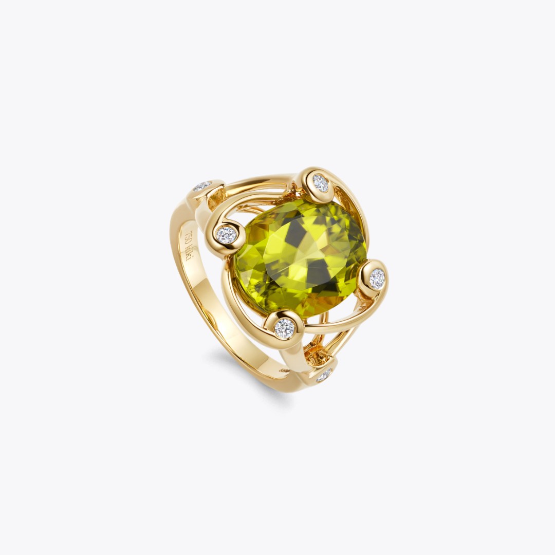 Gin & Grace 10K Yellow Gold Peridot & Diamond Engagement Ring - Oval-Cut Genuine Peridot With Natural Diamond Accents - View #6