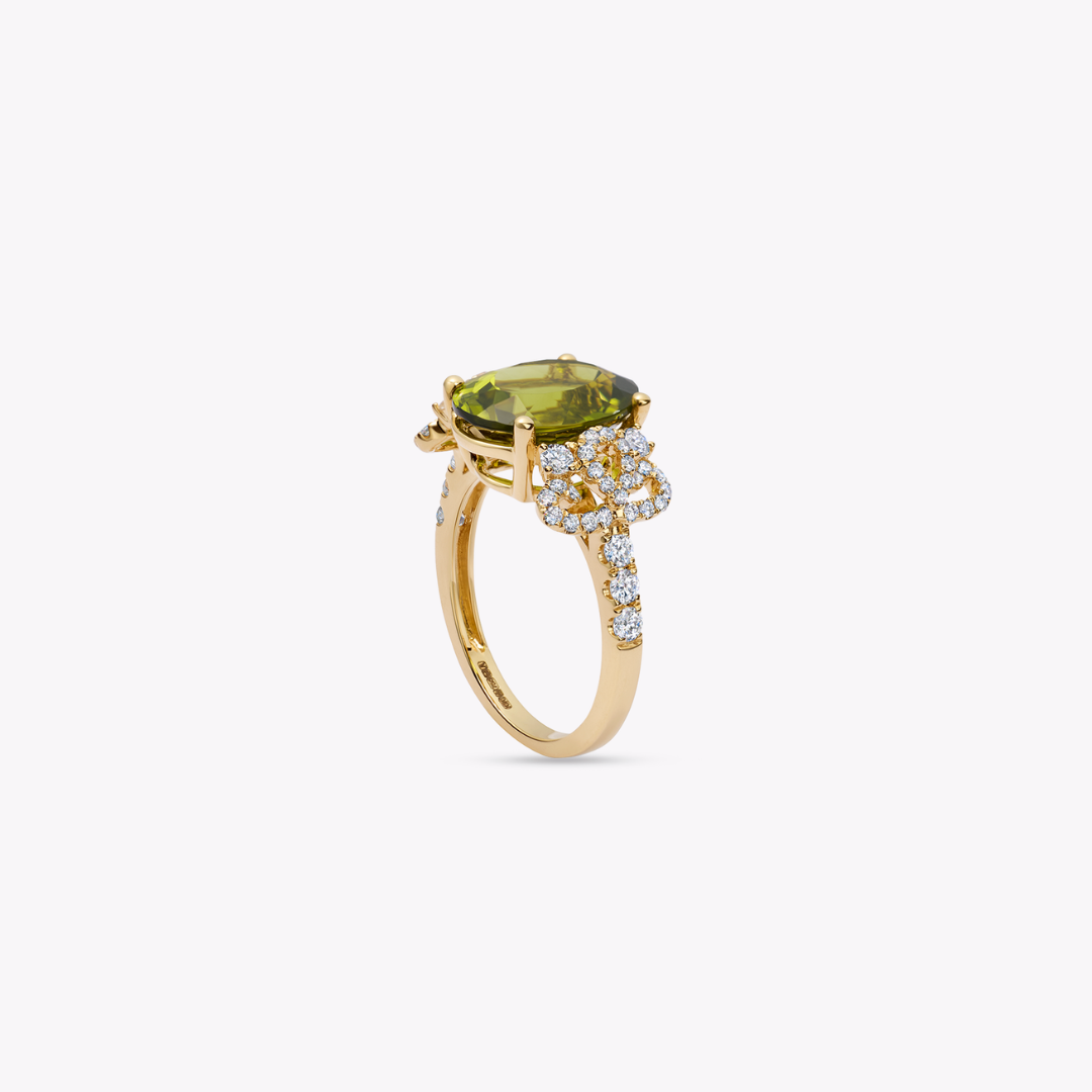 Special Editions Peridot and Diamond Petal Ring