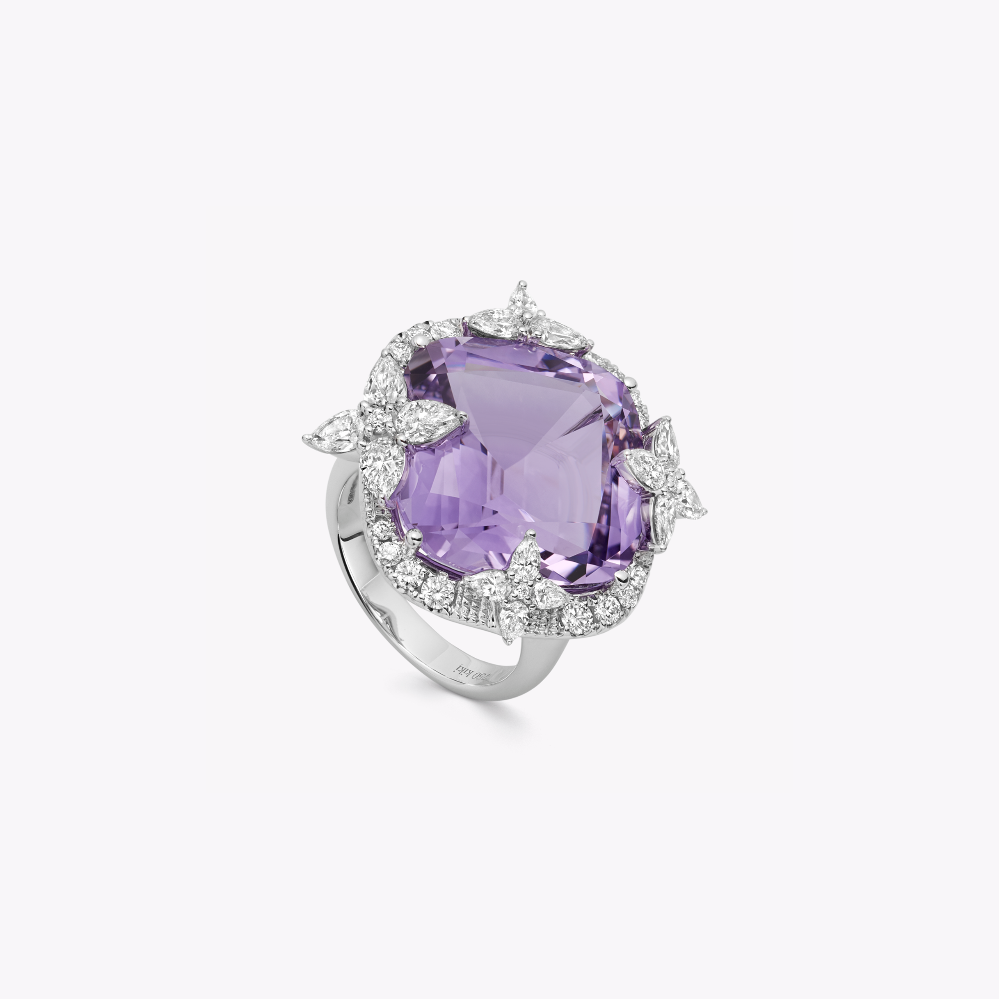 Thorns & Roses Cushion Amethyst and Diamond Ring