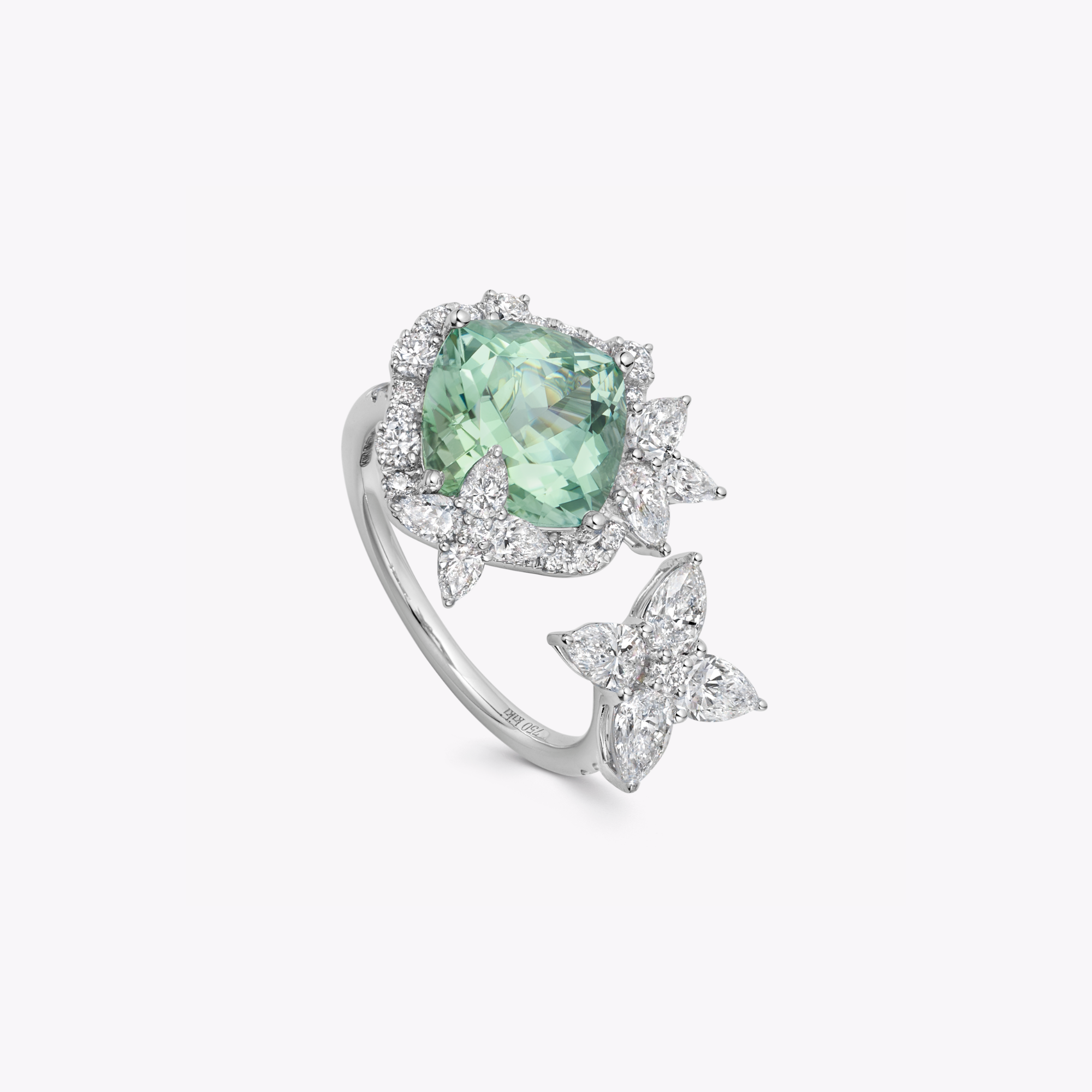Thorns & Roses Green Tourmaline and Diamond Toi et Moi Ring