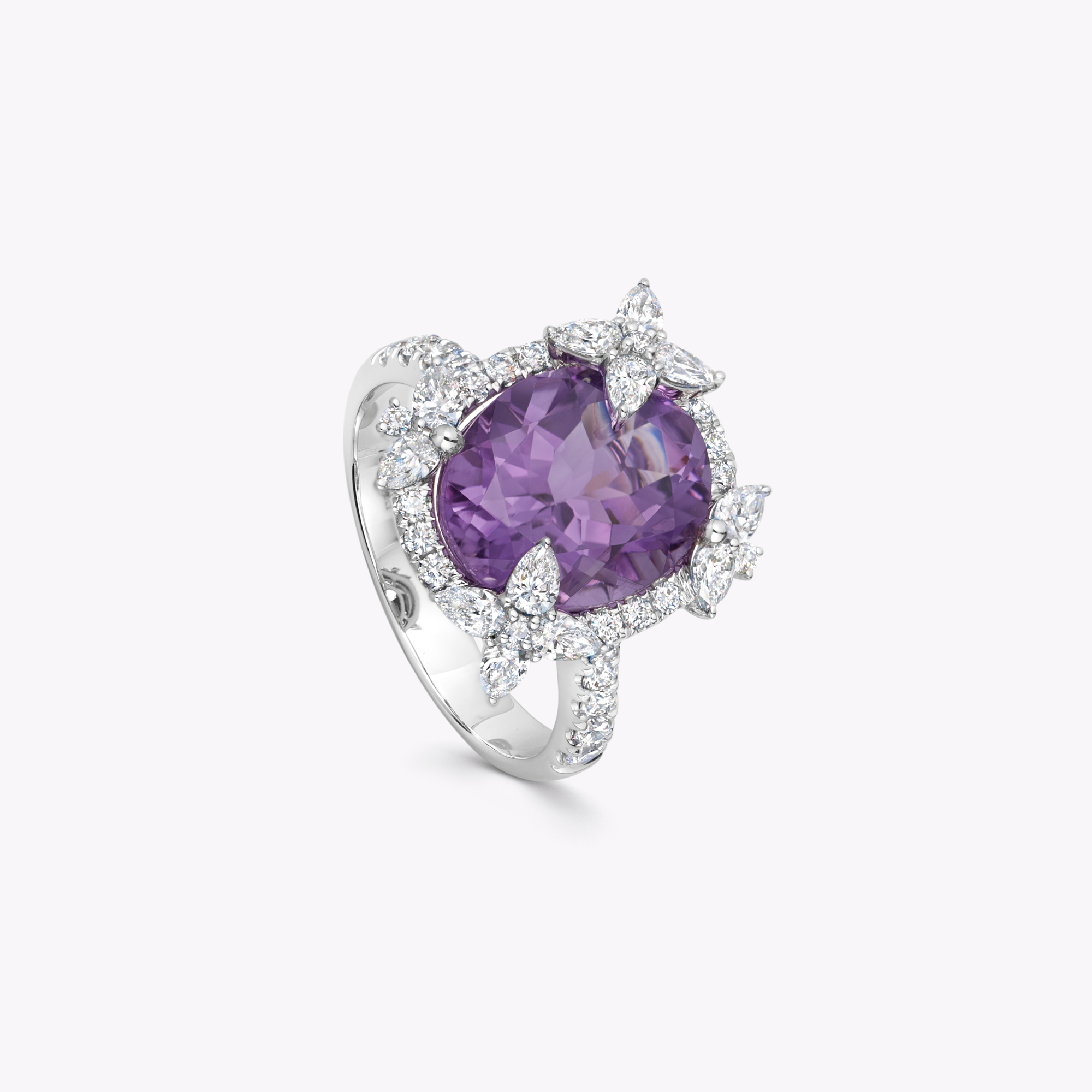Thorns & Roses Oval Amethyst and Diamond Ring