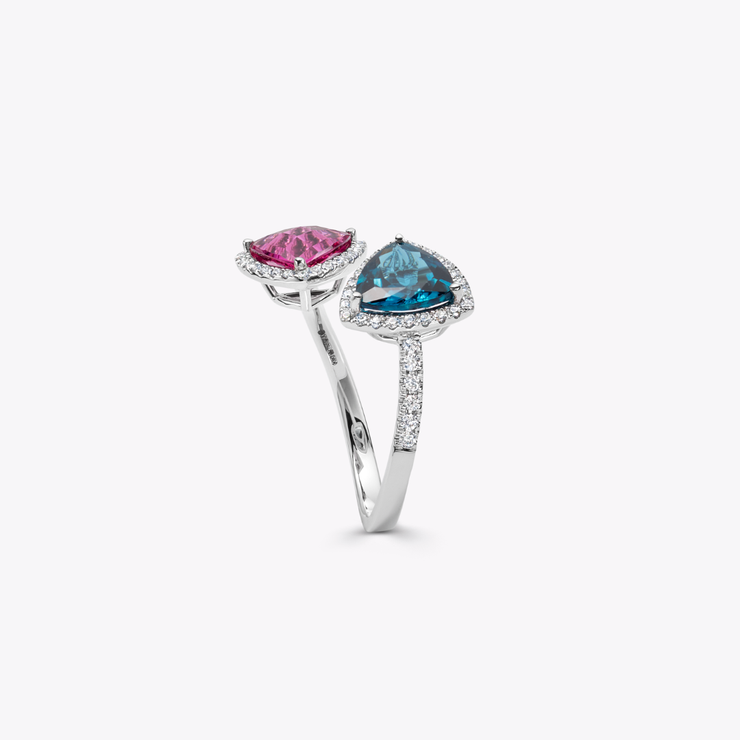 Special Editions Green Tourmaline and Pink Tourmaline Toi et Moi Ring