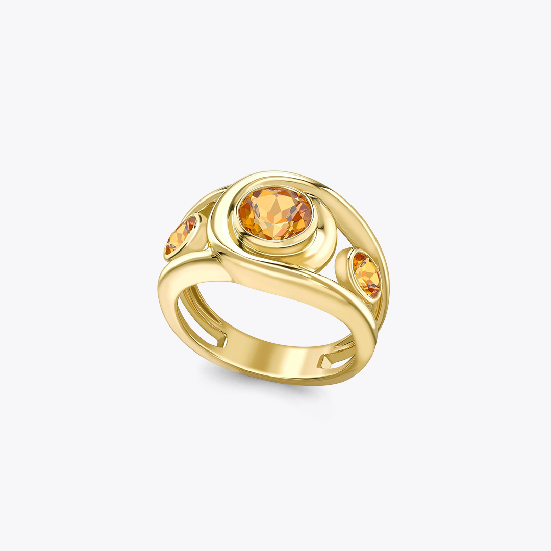 Forget-Me-Not Triple Stone Citrine Ring