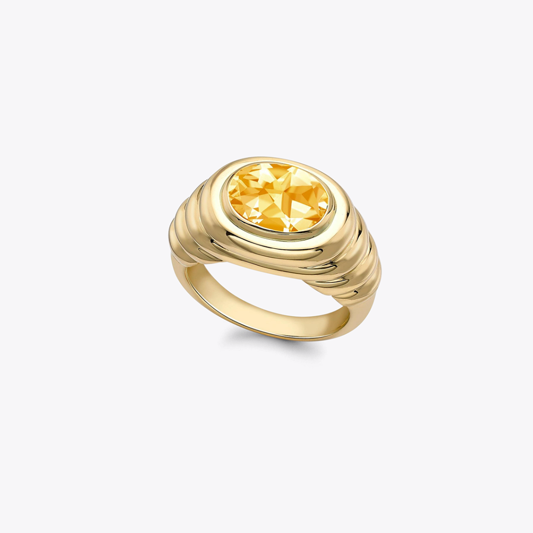 Kiki Classic Citrine Ripple Ring in Yellow Gold
