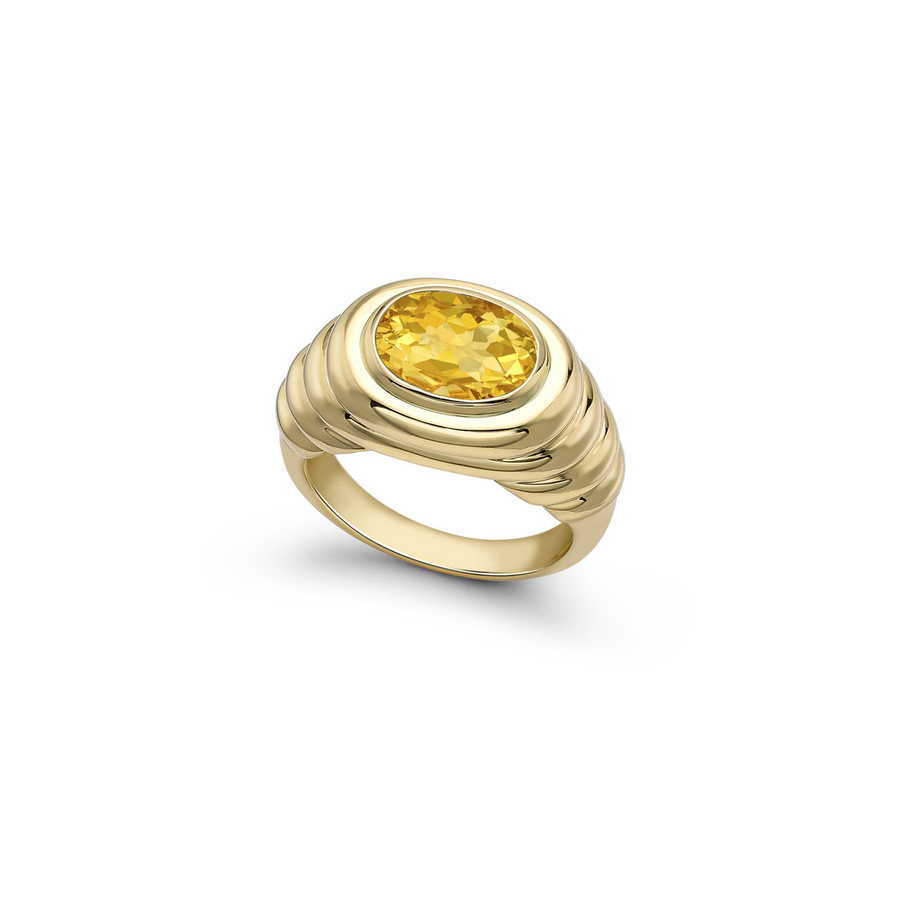 Kiki Classic Citrine Ripple Ring in Yellow Gold