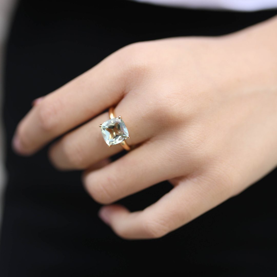 Kiki Cushion Green Amethyst Ring