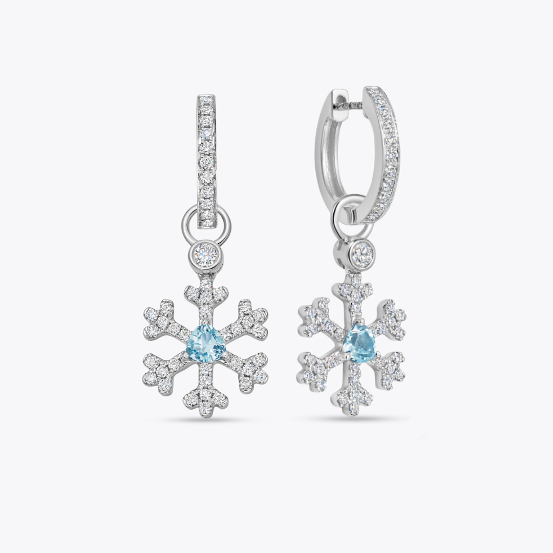 Snowflake Blue Topaz and Diamond Detachable Drops