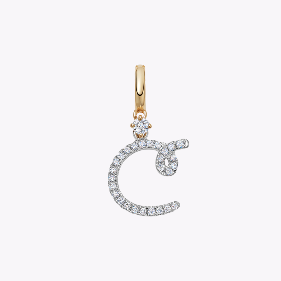 Squiggles "C" Diamond Pendant