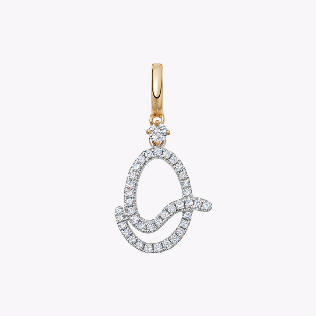 Squiggles "Q" Diamond Pendant