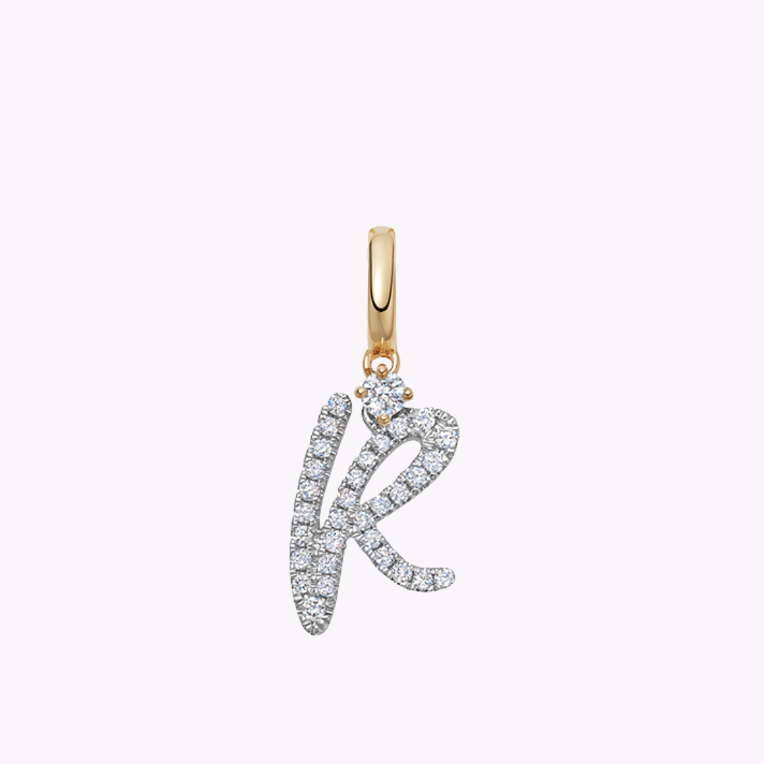 Squiggles "R" Diamond Pendant