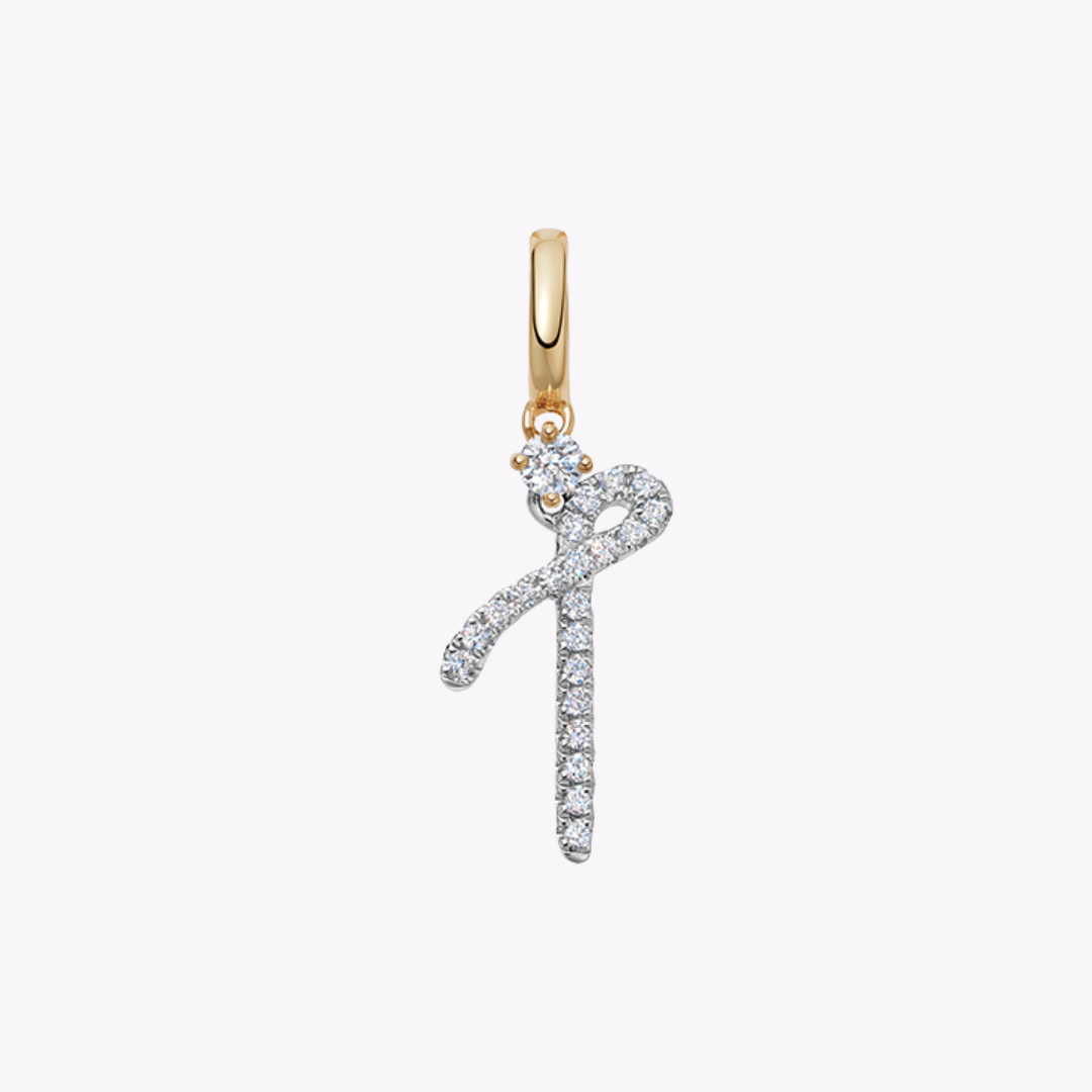 Squiggles "T" Diamond Pendant