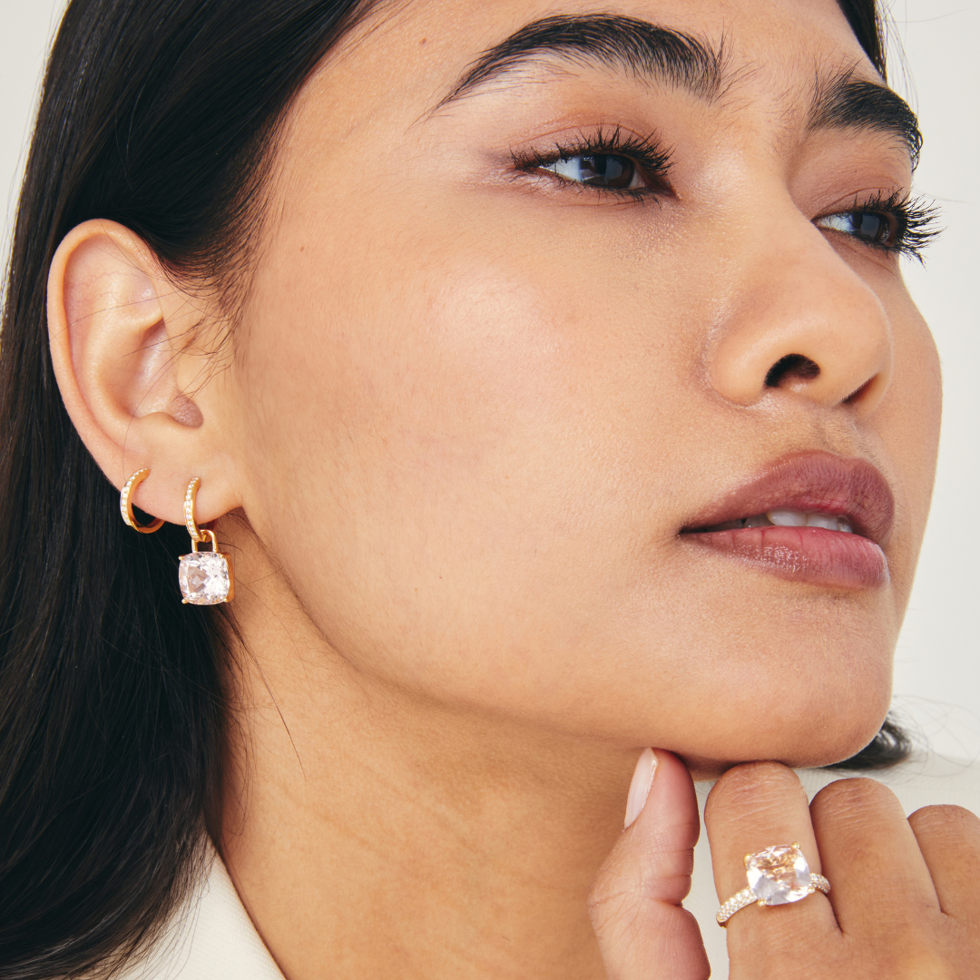 Kiki Cushion Morganite and Diamond Band Ring