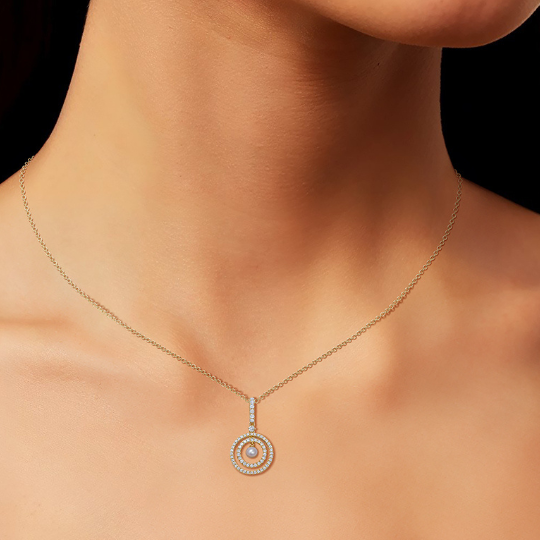 Birthstones June Pearl and Diamond Pendant