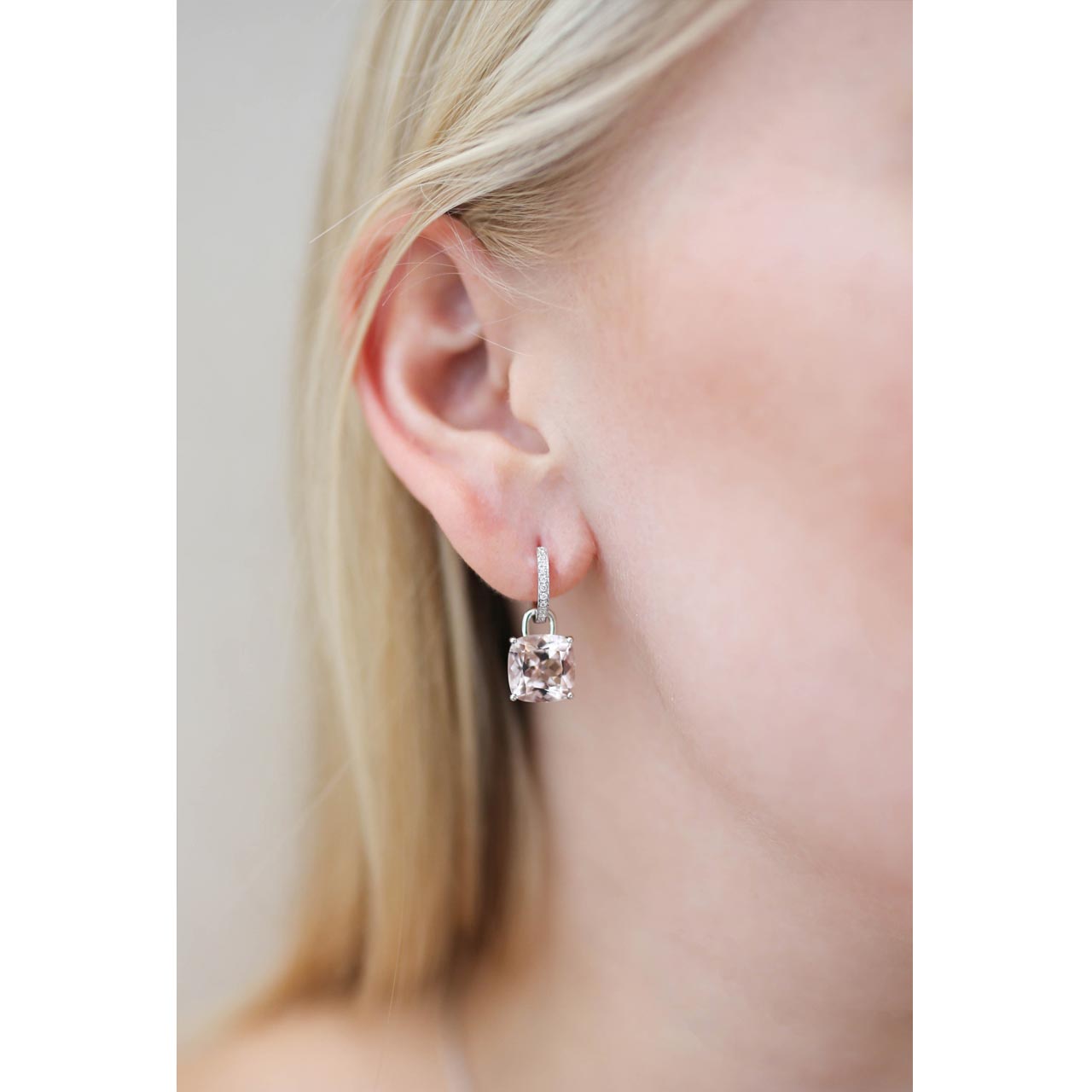 Kiki Cushion Morganite Detachable Drops