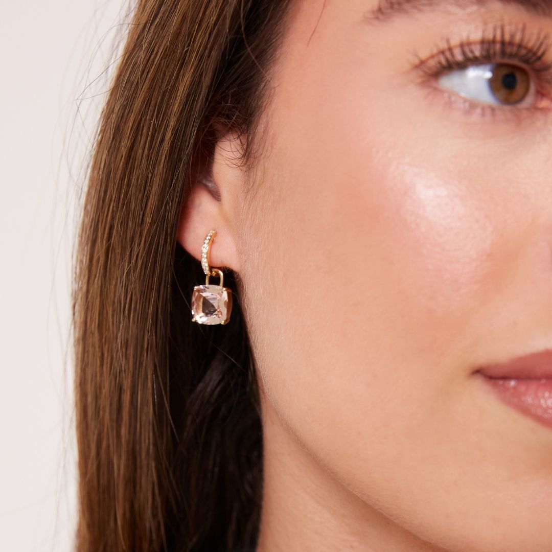 Kiki Cushion Morganite and Diamond Detachable Earrings