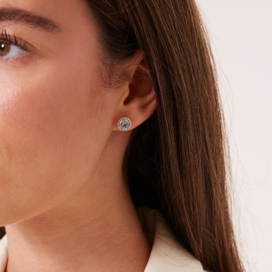 Grace Blue Topaz and Diamond Stud Earrings