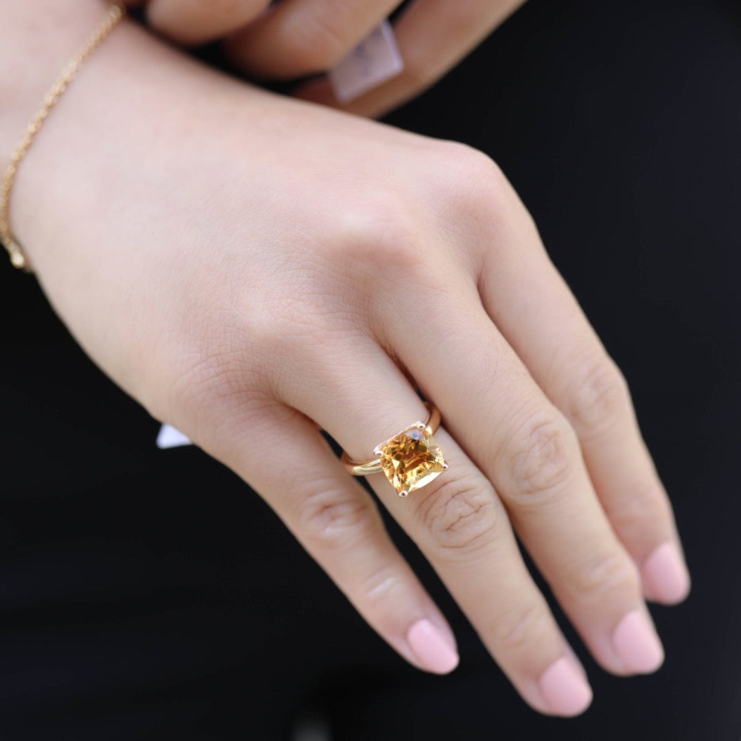 Kiki Cushion Citrine Ring