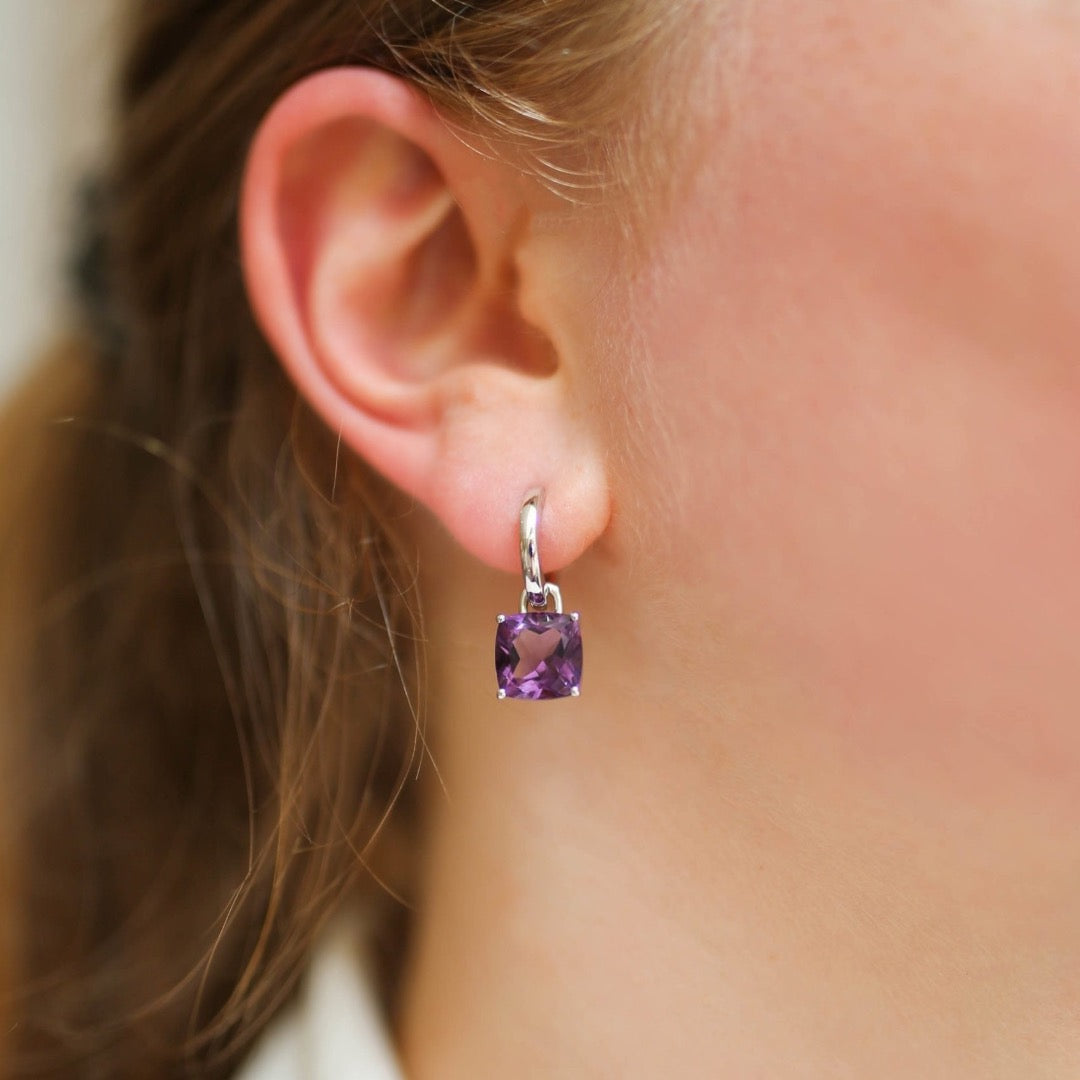 Kiki Cushion Amethyst Detachable Drops