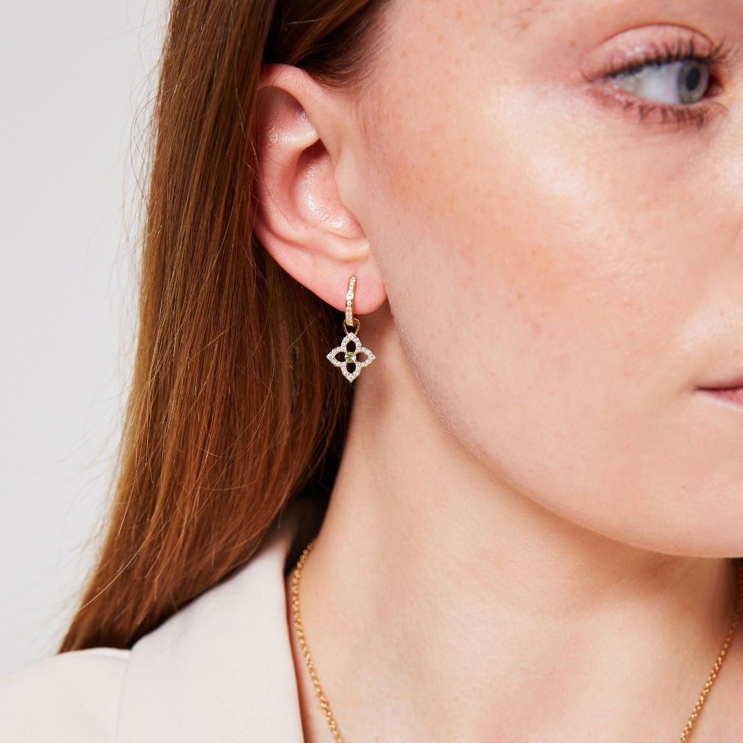Pointed Petal Diamond and Peridot Detachable Drops