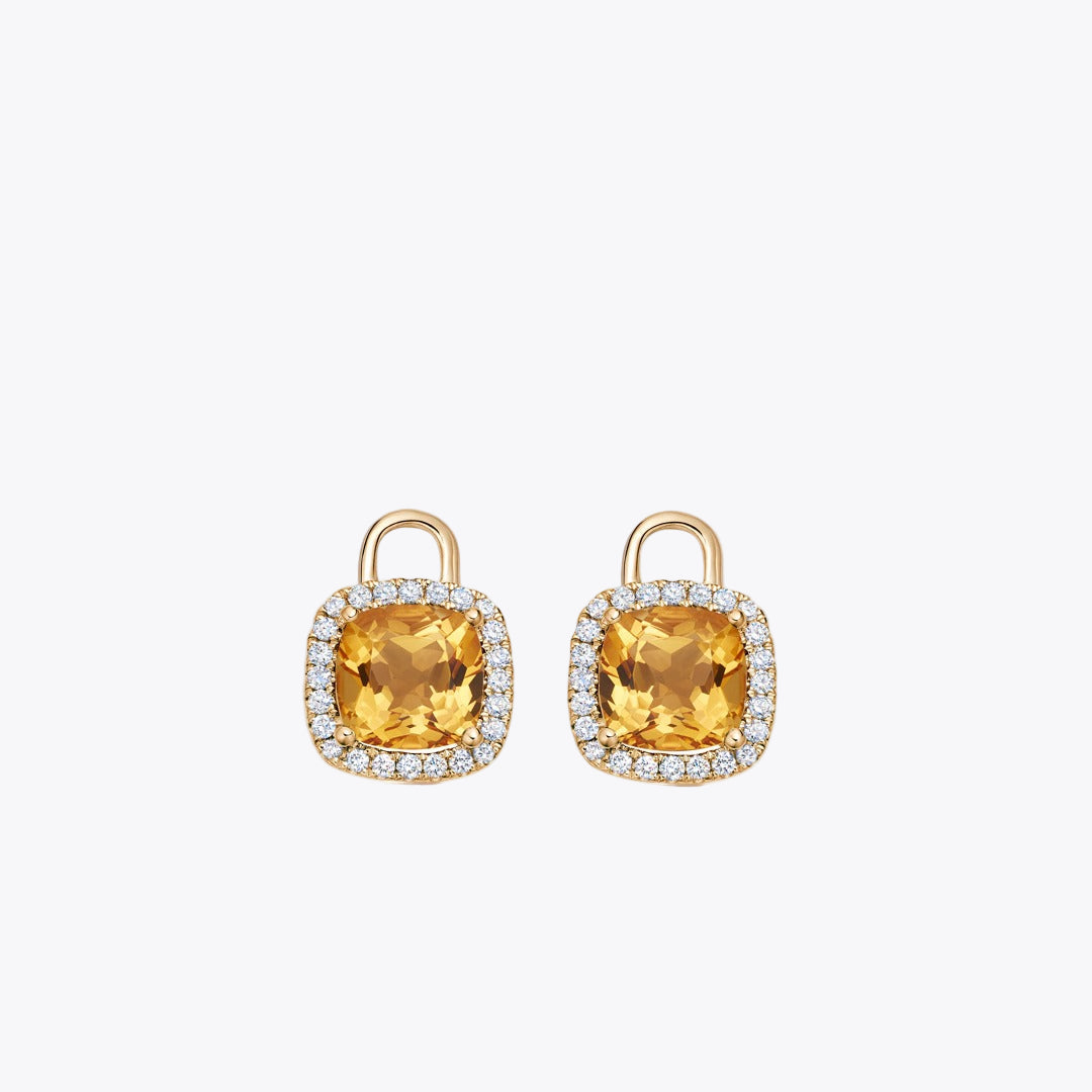 Special Editions Yellow Beryl and Diamond Cross Over Earrings