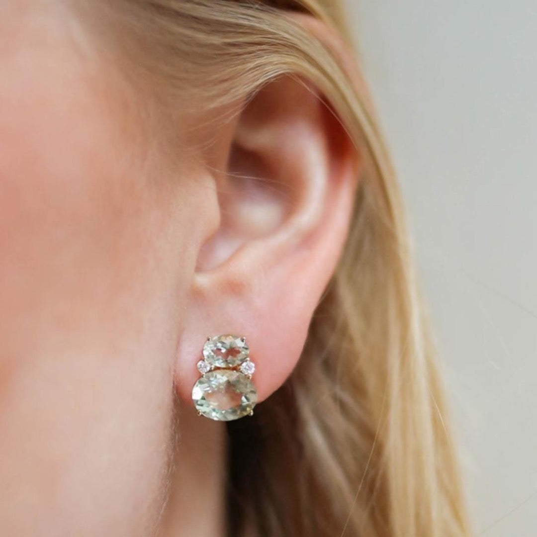 Kiki Classics Green Amethyst Double Oval Studs