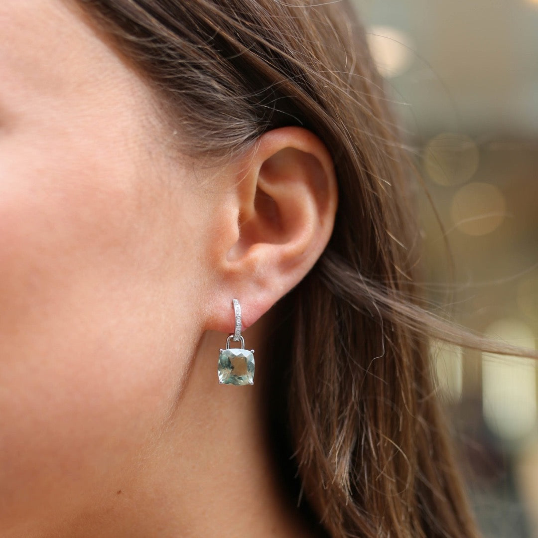 Kiki Cushion Green Amethyst Detachable Drops